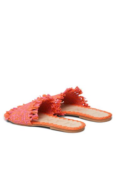 Manebi Чехли Fringed Knots Raffia Leather Sandals V 3.2 Y0 Orange Pink Melange - Mera.bg