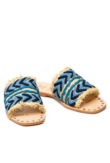Manebi Чехли Leather Sandals S 1.4 Y0 Blue Pattern - Mera.bg