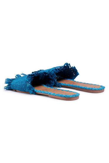Manebi Чехли Leather Sandals S 1.9 Y0 Electric Blue Fringed - Mera.bg