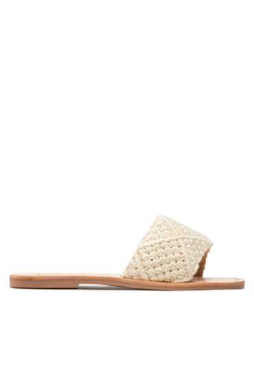 Manebi Чехли Leather Sandals S 6.9 Y0 Cream Cotton Crochet - Mera.bg