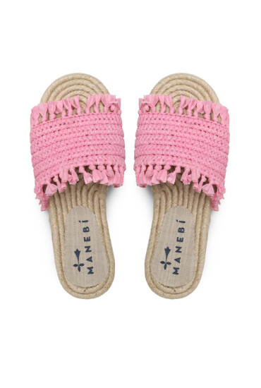 Manebi Еспадрили Fringed Knots Raffia Jute Sandals V 2.9 Y0 Розов - Mera.bg