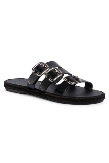 Manebi Еспадрили Leather Sandals S 2.1 Y0 Black W Triple Buckle - Mera.bg