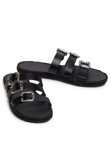 Manebi Еспадрили Leather Sandals S 2.1 Y0 Black W Triple Buckle - Mera.bg