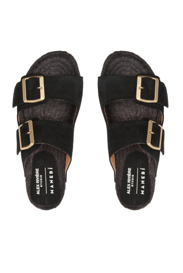 Manebi Еспадрили Nordic Sandal 7.2 R0 L Black With Gold Buckles - Mera.bg