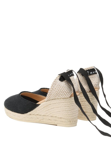 Manebi Еспадрили Organic Hemp Low Wedge Espadrilles O 7.9 WL Черен - Mera.bg