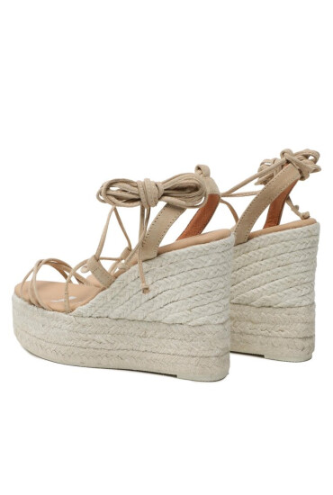 Manebi Еспадрили Soft Suede Lace-Up Wedge Espadrilles M 1.1 WA Champagne Beige - Mera.bg