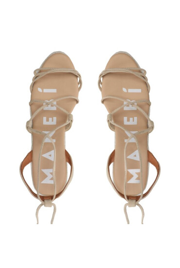 Manebi Еспадрили Soft Suede Lace-Up Wedge Espadrilles M 1.1 WA Champagne Beige - Mera.bg