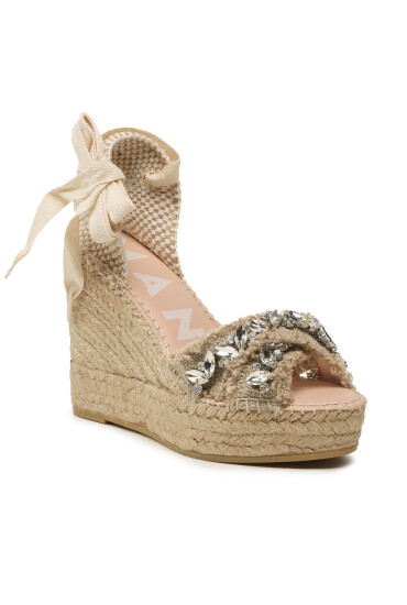 Manebi Еспадрили X Wedges Valenciana Natural With Gems - Mera.bg