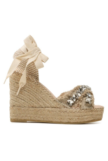 Manebi Еспадрили X Wedges Valenciana Natural With Gems - Mera.bg