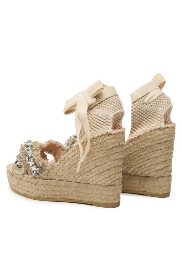 Manebi Еспадрили X Wedges Valenciana Natural With Gems - Mera.bg