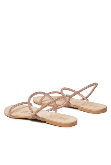 Manebi Сандали Crystal Embellished Leather Sandals V 6.3 Y0 Rose Gold 2 Bands - Mera.bg
