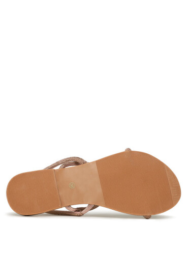 Manebi Сандали Crystal Embellished Leather Sandals V 6.3 Y0 Rose Gold 2 Bands - Mera.bg