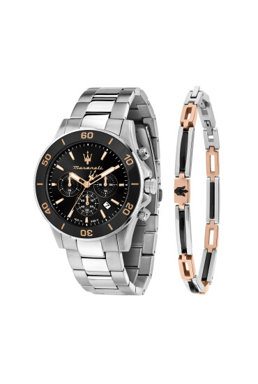 Maserati Комплект часовник и гривна Competizione Diver Chronograph Gift SET R8873600001 Сребрист - Mera.bg