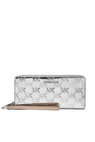 MICHAEL Michael Kors Голям дамски портфейл Large Logo Embossed 34H3SJ6T3U Silver - Mera.bg