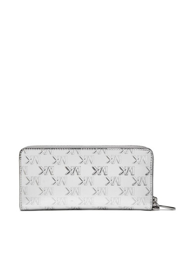 MICHAEL Michael Kors Голям дамски портфейл Large Logo Embossed 34H3SJ6T3U Silver - Mera.bg