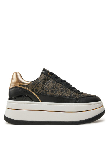 MICHAEL Michael Kors Сникърси Hayes Metallic Empire Monogram and Leather Trainer 43F4HYFS2L Черен - Mera.bg