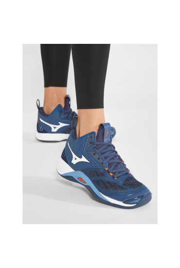 Mizuno Обувки Wave Momentum 2 Mid V1GA211721 Dark Denim/White/Scarlet Ibis - Mera.bg