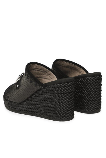 Mou Чехли Rope Wedge Big Metal Logo SW361000C Черен - Mera.bg