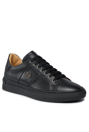PHILIPP PLEIN Сникърси Leather Lo-Top Sneakers Hexagon AACS MSC3905 PLE075N Black 02 - Mera.bg