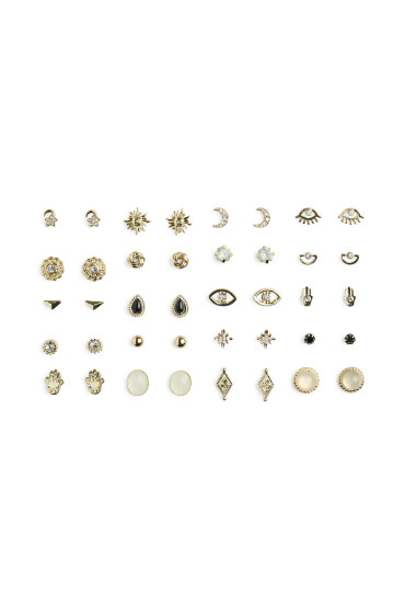 Pieces Комплект 20 чифта обеци Pclona Mega Pack Earrings D2d 17153167 Златист - Mera.bg