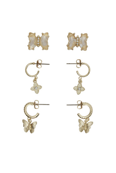 Pieces Комплект 3 чифта обеци Miduma 17146774 Златист - Mera.bg