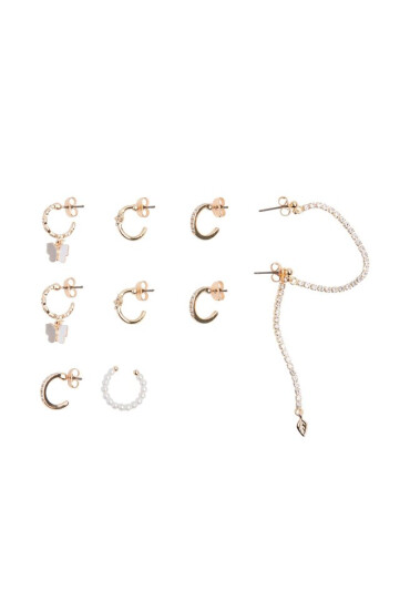Pieces Комплект 6 чифта обеци Bia 17135105 Златист - Mera.bg