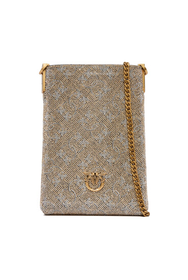PINKO Чантичка за телефон Phone Case Monogram Full Strass AI 25-26 PCPL 105358 A20D Златист - Mera.bg