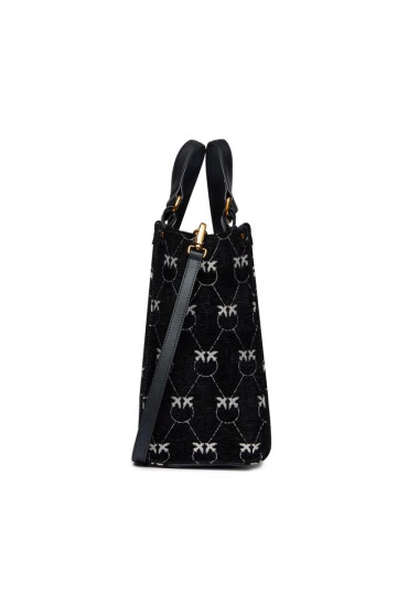 Pinko Дамска чанта Box Shopping Orizzontale AI 23-24 PLTT 101572 A10S Nero/Bianco/Antique Gold ZZ2Q - Mera.bg