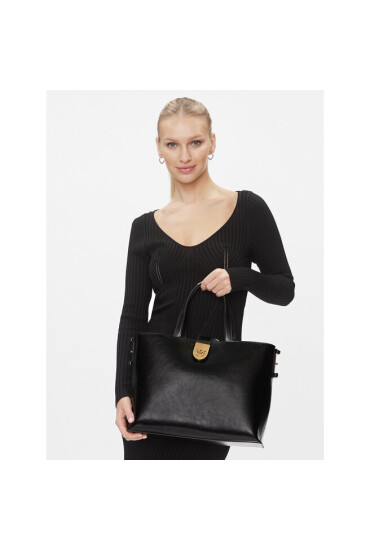 Pinko Дамска чанта Brioche Shopper AI 23-24 PLTT 101804 A106 Черен - Mera.bg