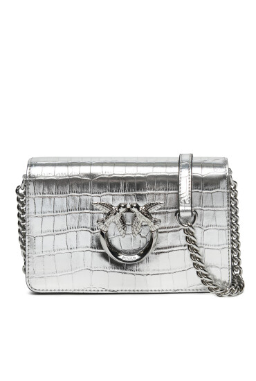 PINKO Дамска чанта Love Click Mini AI 24-25 PLTT 100067 A1W5 Сребрист - Mera.bg
