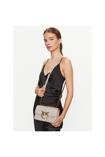 Pinko Дамска чанта Love Icon Mini Dc 100074 A0GK Grigio Pinguino/Antique Gold I30Q - Mera.bg