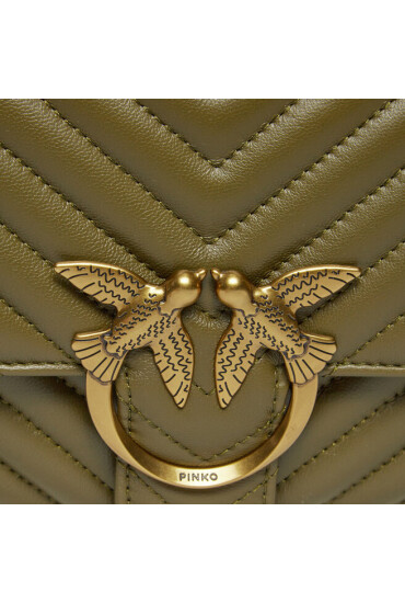 Pinko Дамска чанта Love Lady Puff Classic Cl PE 23 PLTT 100043 A0GK Verde Abete/Antique Gold - Mera.bg