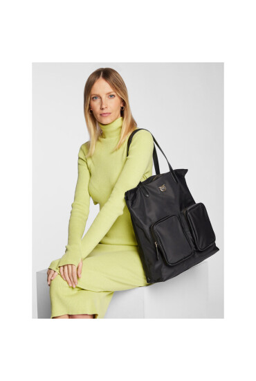 Pinko Дамска чанта Vertical Shopping Al 22-23 PLTT 1P22SA A03T Nero/Antique Gold Z99Q - Mera.bg