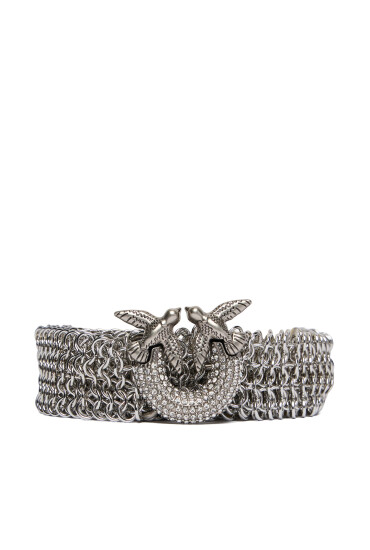 PINKO Дамски колан Strass Buckle Belt H2 105878 A2X8 Сребрист - Mera.bg