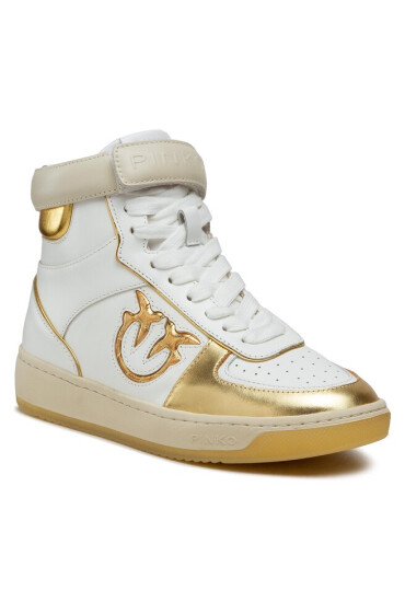 Pinko Сникърси Lorena Basket Hi Sneaker AI 22-23 BLKS1 1H214S A08S Bianco/Oro HZ1 - Mera.bg
