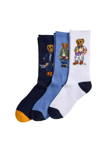 Polo Ralph Lauren Комплект 3 чифта дълги чорапи мъжки 449944158002 Navy/Blue/White Bears 999 - Mera.bg