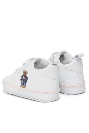 Polo Ralph Lauren Сникърси RL100689 WHITE SMOOTH/LIGHT PINK W/ AMERICAN FLAG BEAR - Mera.bg