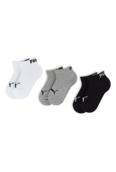 Puma Комплект 3 чифта къси чорапи детски Kids Quarter 907375 08 Grey/White/Black - Mera.bg