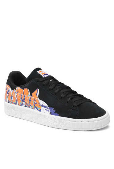 Puma Сникърси Suede Street Art Jr 380889 01 Black/Vibrant Orange - Mera.bg