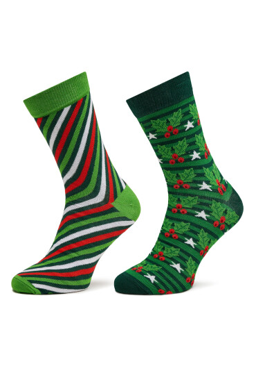 Rainbow Socks Комплект 2 чифта дълги чорапи мъжки Xmas Socks Balls Adults Gifts Pak 2 Зелен - Mera.bg