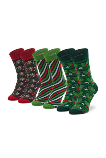 Rainbow Socks Комплект 3 чифта дълги чорапи мъжки Xmas Socks Box Stripes Pak 3 Зелен - Mera.bg