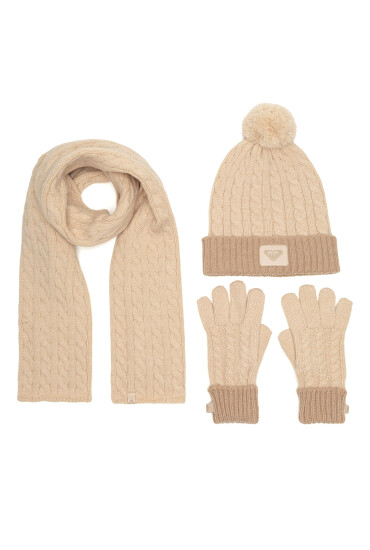 Roxy Комплект шапка шал и ръкавици RX-KF-001-AW24 Бежов - Mera.bg