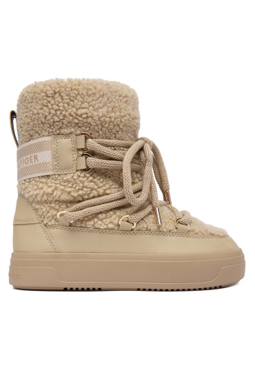 Tommy Hilfiger Апрески Faux Shearling Snowboot FW0FW08788 Екрю - Mera.bg