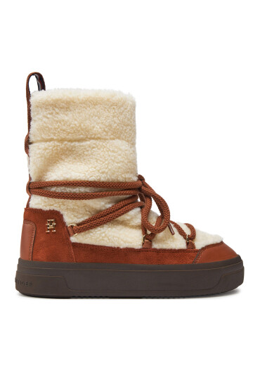 Tommy Hilfiger Апрески Lace-Up Faux Shearling Snowboot FW0FW08252 Бежов - Mera.bg