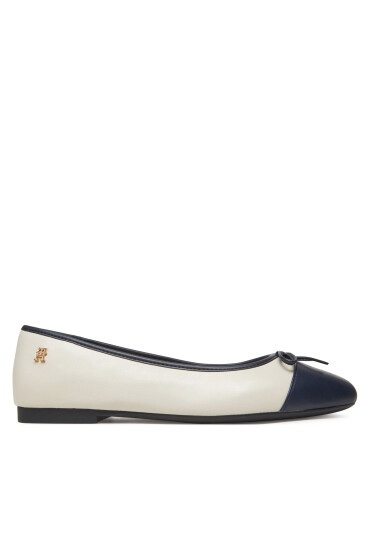 Tommy Hilfiger Балеринки Toe Cap Leather Ballerina FW0FW08759 Бежов - Mera.bg