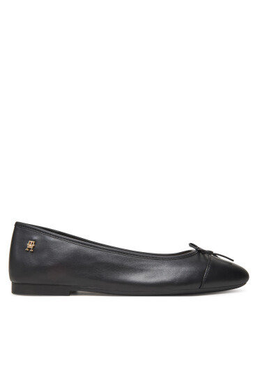 Tommy Hilfiger Балеринки Toe Cap Leather Ballerina FW0FW08759 Черен - Mera.bg