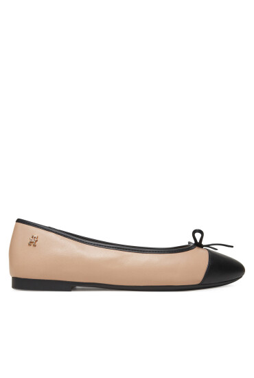 Tommy Hilfiger Балеринки Toe Cap Leather Ballerina FW0FW08759 Екрю - Mera.bg