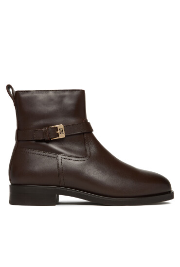 Tommy Hilfiger Боти Th Buckle Riding Leather Bootie FW0FW08781 Кафяв - Mera.bg