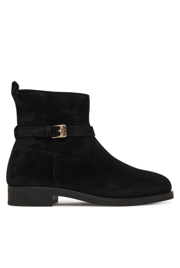 Tommy Hilfiger Боти Th Buckle Riding Suede Bootie FW0FW09047 Черен - Mera.bg