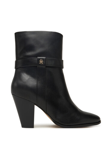 Tommy Hilfiger Боти Th T-Strap Leather Pointy Bootie FW0FW08984 Черен - Mera.bg
